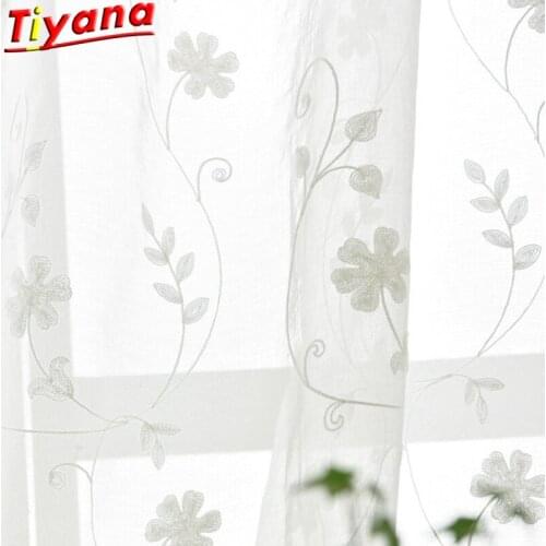 Floral white sheer curtain tulle for living room kitchen bedroom curtain set European screen door decorative valance X-HM116 *15