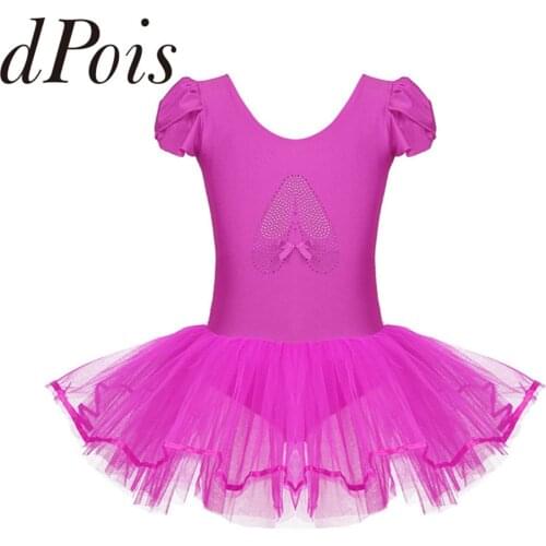 Kids Girls Ballet Dress Dance Wear Sequined Ballerina Shoe Gymnastics Leotard Tutu Ballet Dress Child Performance Dance Costume