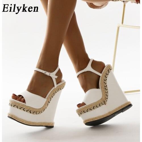 Eilyken Gladiator Fashion Wedge Sandals Women Summer New Fashion Ankle Buckle Strap Platform Peep Toe Ladies High Heels Shoes