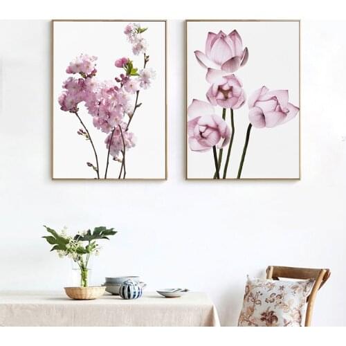 Pink Flower Canvas Painting Nordic Art Floral Posters And Prints Modern Home Decoration Wall Pictures For Living Room No Frame