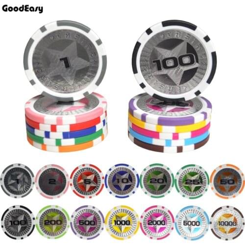 2019 Hot New Casino Texas Hold'em ABS Poker Chips Star Trim Sticker Wholesale Cheap Baccarat Upscale Poker Chip Set Accessories