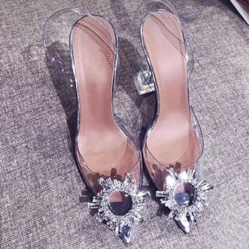 Summer New Fashion High Heel Sandals Women Transparent Crystal Cup High Heels All-Match Princess High Heel Sexy Crystal Shoes