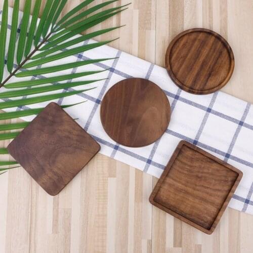 Hot Wooden Coaster Pad Beech Insulated Teacup Beech Mat Black Walnut non-slip Square Round Cup Mat For Crafts Wedding Decoration