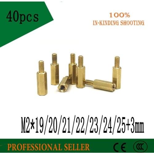 M2*19/20/21/22/23/24/25+3mm Female Brass Standoff Spacer Copper Hexagonal Stud Spacer Hollow Pillars