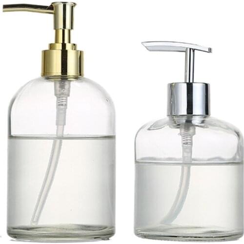 350ml 450ml Refillable Bottles Press Type Handwashing Fluid Empty Bottles Transparent Glass Replacement Bottles for Bathroom