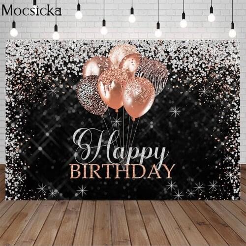 Mocsicka Happy Birthday Backdrop Champagne Balloon Diamond Flash Background For Photography Child Photo Decoration Props Studio