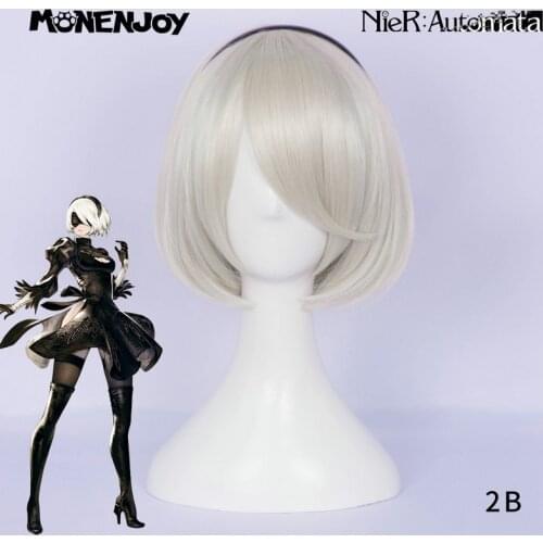 Monenjoy NieR:Automata 2B Cosplay Wig Game Beige Cos Hair