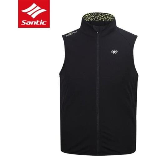 Santic Mens Sleeveless Cycling Jacket Waistcoat Winter Bicycle Jacket Windproof Warm Cycling Clothing Road Mountain Bike Jacket