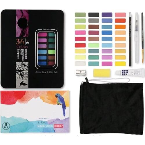Watercolor Set Vibrant Colors Watercolor Paper Brush Palette for Kids Adults Painting Coloring EM88