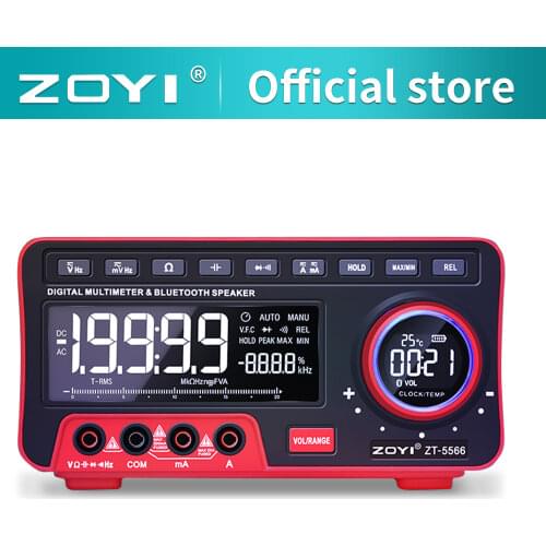 ZOYI ZT-5566 Bench Top Bluetooth Speaker Digital Multimeter 19999 Counts Multimetro Digital Voltmeter Auto / Manual Range Ohm
