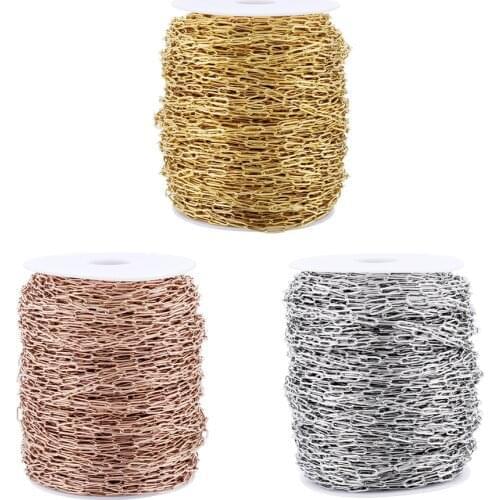 New 1M rose Gold sliver Rolo Cable Chain Stainless Steel Link Chain For Necklace Wallet Jewelry Making Supplies Accessories