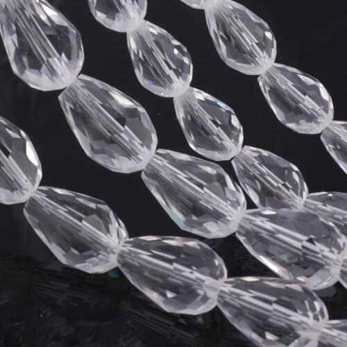 OlingArt 8*11mm 50pcs Waterdrop Faceted Austrian crystal beads Crystal color Teardrop glass bead for jewelry making bracelet