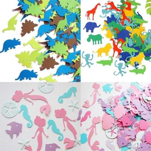 Omilut 100pcs Dinosaur Confetti Little Mermaid Confetti Animal Confetti Happy Birthday Party Baby Shower Girl/Boy Party Decorati