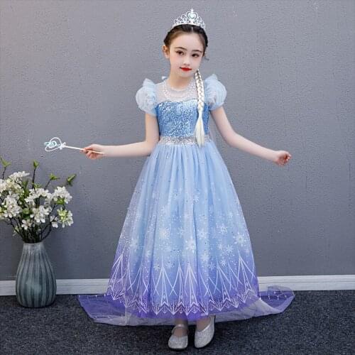 Frozen 2 Elsa Cosplay Dresses Snow Queen Blue Dress Halloween Christmas Kids Baby Costume for Kids Girl
