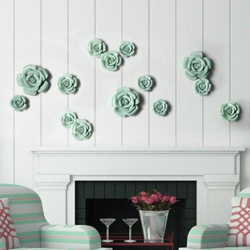 Simple Modern Garden Creative Home TV Background Wall Decorations Ceramic Flower Stereo Wall Sticker Wall Hanging Pendant Gift