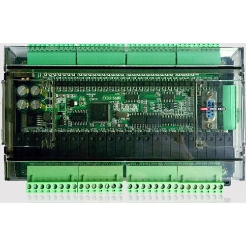 FX1N FX2N FX3U 56MR 32DI 24 Relay 6AD 2DA PLC RS232 RS485 Modbus RTU 24VDC for Mitsubishi PLC, CAN Optional