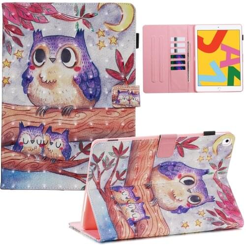 Sleep/Wake Up Tablet Shell for ipad 7th generation case Pro 10.2" 2019 Cartoon PU Leather Wallet Clip Stand Cover Funda+Pen