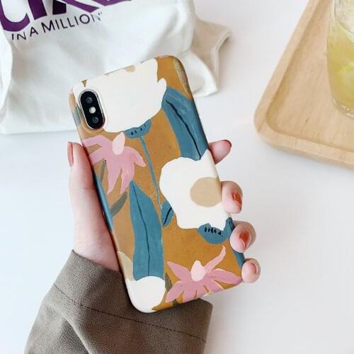 Retro girls Abstract Flower plant painting art Phone Case For iPhone 11 Pro Max X XR XS Max 7 8 Plus 7Plus case Cute soft cover