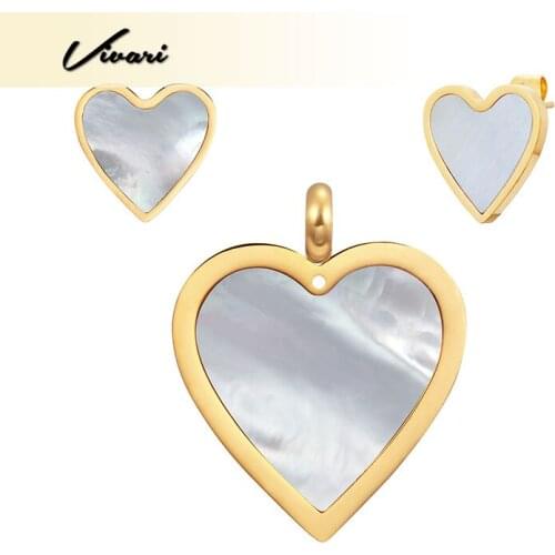 Vivari Womens Fashion Stainless Steel Necklace Love Pendant Necklace Earring A Set of Fashion Jewelry