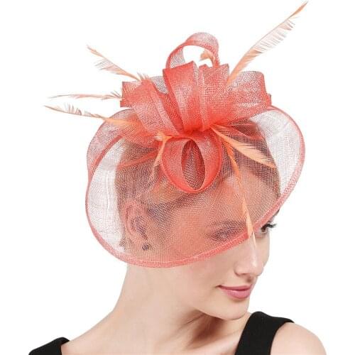 Autumn Millinery Coral Hair Fascinator Sinamay Wedding Hair Clip Or Headbands Winter Party Royal Ascot Bridal Church Show Hat