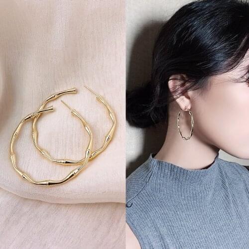 Circle Hoop Earrings for women Female Fashion Brand Gold Color Bring Earrings Jewelry Night Club DJ 2020 Ladies Earrings