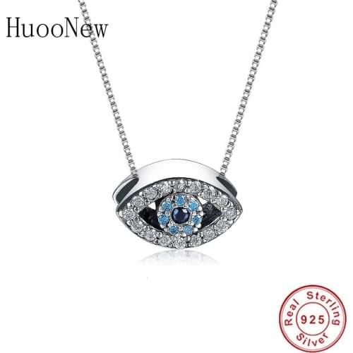 925 Sterling Silver Animal Turkish Evil Eye Blue Clear Zirconia Stone Pendant Necklace Women Girl Choker Student Trinket Fashion