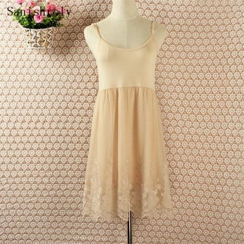 Sanishroly Summer Women Embroidery Lace Mesh Dresses Sexy Modal Patchwork Spaghetti Strap Dress Ladies Sleeveless Mini Vestidos