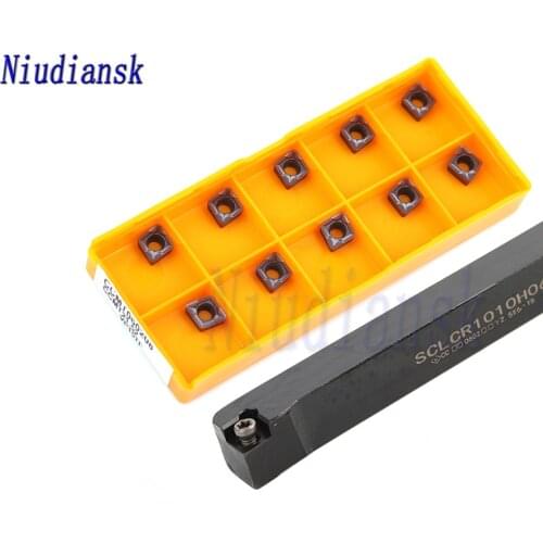 10pcs CCMT0602 Carbide Insert 1pc SCLCR0808F06 SCLCR1010H06 SCLCR1212H06 External Turning Tool Holder SCLCL Arbor Lathe Tool Set