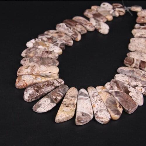 15.5"/strand Top Drilled Natural Brown Sea Sediment Jaspers Slab Slice Beads,Ocean Jades Stone Stick Pendant Necklace Supplier
