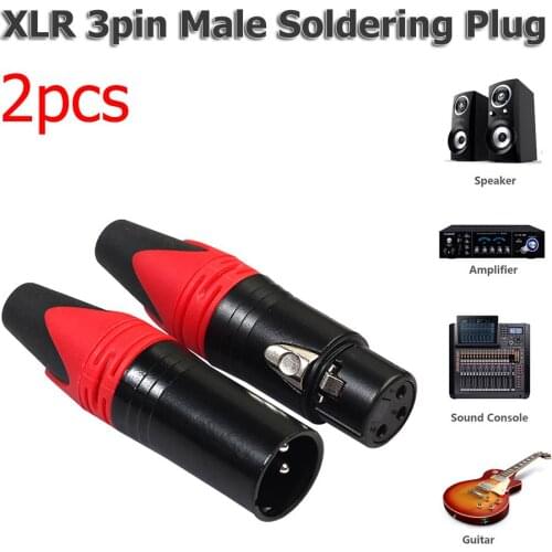 2pcs XLR Adapter 3Pin Male Plug Female Welding Microphone Audio Cable Connector Contact Point Of Coarse Copper Core Plug