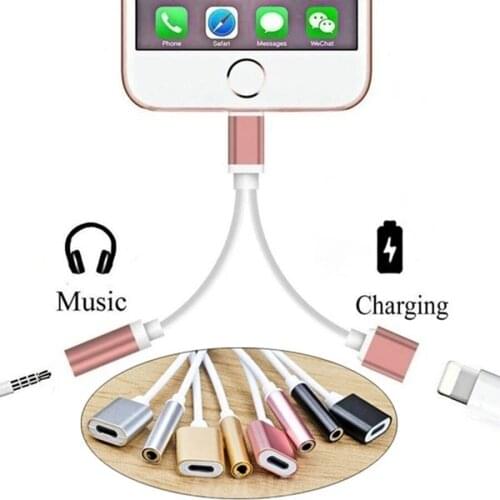 2in1 AUX Splitter For iPhone 12 11 Pro MAX XS Adapter Charger and Headphone Connector XR X 11 8 7 Plus 12Pro 6 Cable Adapters 13