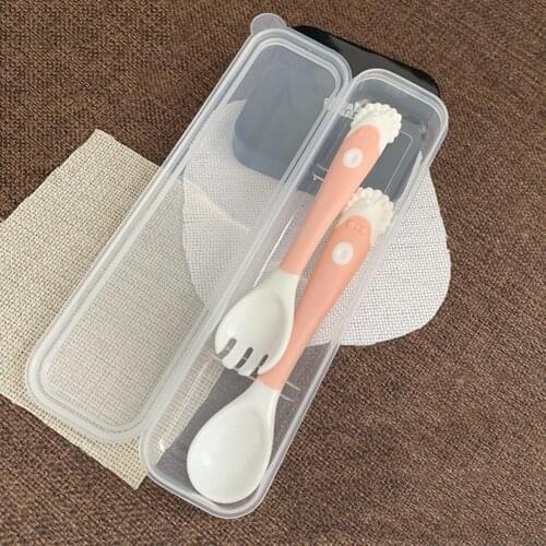 3Pcs/Set 2 Colors Creative Spoon Fork Bendable Design Eat Training Portable Toddler Feeding Training Dinnerware for Infant