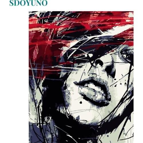 SDOYUNO Abstract Painting By Numbers For Adults Figure 60x75cm DIY Paint By Numbers On Canvas Women Frameless Hand Painting