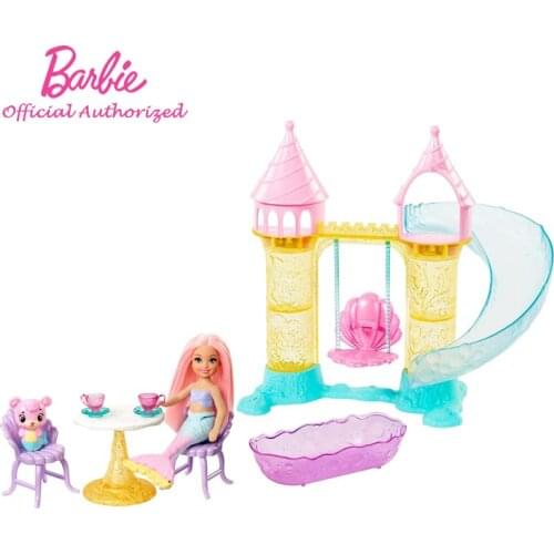 Barbie Authorization Chelsea Mermaid Doll Toy Play Set New Arrival Pretty Girl Princess Castle With Little Fish FXT20 For Baby