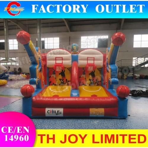 Free ship!hot sale 4*3m inflatable basketball hoop,outdoor double basketball hoops inflatable basketball shoot games