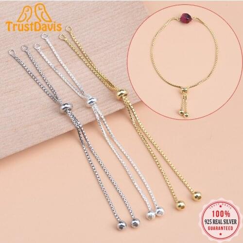 TrustDavis Real 925 Sterling Silver Fashion Box Chain Bracelet Accessories To Wear DIY Accessories Fine Jewelry Wholesale HY054