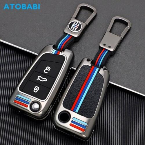Zinc Alloy Car Key Cases 3 Buttons Folding Remote Control Fobs Shell Protector Cover For VW Volkswagen GTI Golf 7 Skoda Octavia