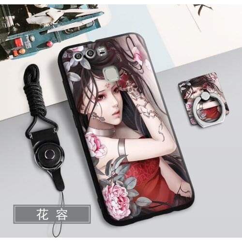 ALIVO For Huawei P9 case with Ring Cartoon 3D Relief Full Protection soft TPU Fitted Case+Lanyard for Huawei p9plus case cover
