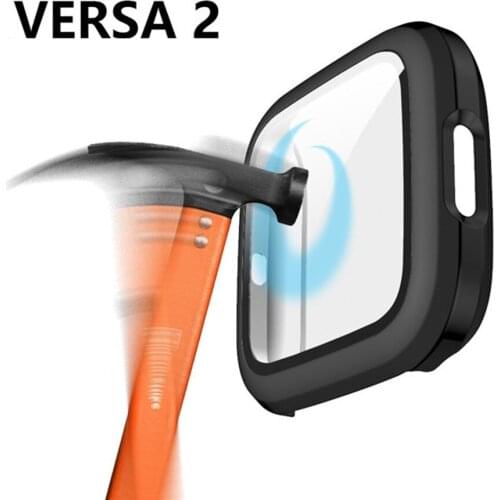 Case for Fitbit Versa 2 Screen Protector Cover bumper HD Glass Screen Protective Hard PC 2 in 1 case for Fitbit Versa2 cases