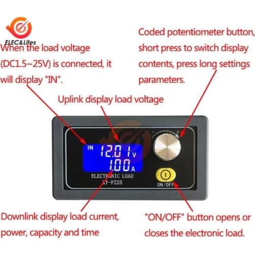 FZ35 5A /35W 4A Digital Battery Capacity Tester Voltmeter Adjustable Constant Current Electronic Load Charger Battery Testers