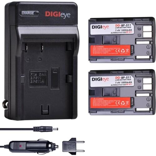 2Pcs BP-511 BP-511A Batteries + Charger for Canon EOS 5D 10D 20D 20Da 30D 40D 50D D30 D60 PowerShot G1 G2 G3 G5 G6