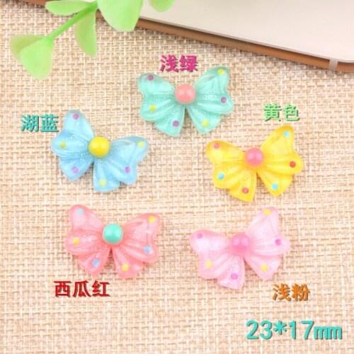 10pcs 23*17mm Bobbi bow tie DIY resin bowknot charm accessories handmade card sets childrens hair ornament rubber band material