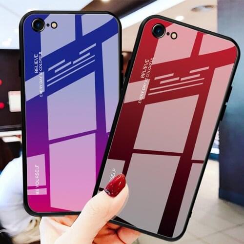Ithuriel for iPhone X XR XS MAX Glass Case Colored Gradient Back Soft TPU Bumper 8 7 6 6S Plus Tempered Glass Cover Phone Case