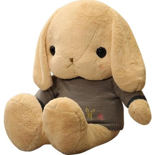 Kawaii Lop-eared Rabbit Plush Doll Big Cartoon Long Ears Bunny Plush Toy Queen Bed Sleeping Pillow for Kids Girl Gift Decoration
