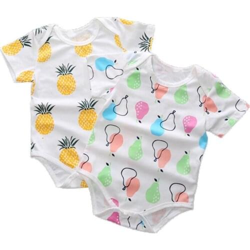 Newborn baby boys girls summer short-sleeved triangle clothes printing toddler cotton baby style jumpsuit romper