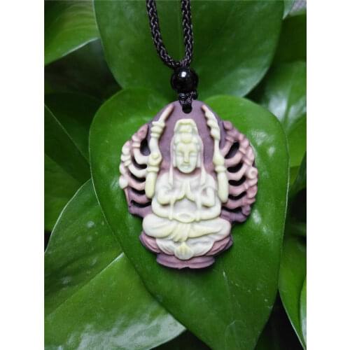 Fashion Natural Jade Guanyin Necklace Pendant Hand Carved Lucky Amulet Hot