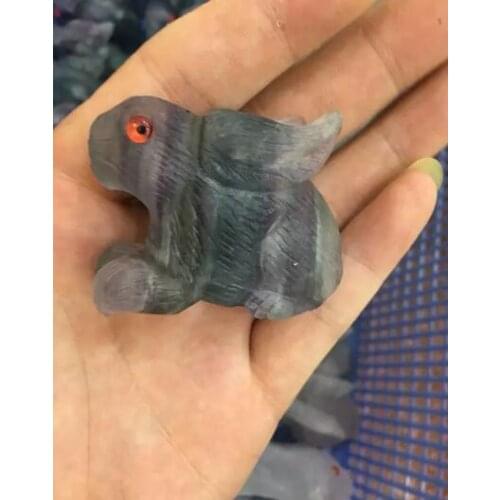 Natural fluorite crystal carving rabbit colorful fluorite rabbit is the best gift for ladies