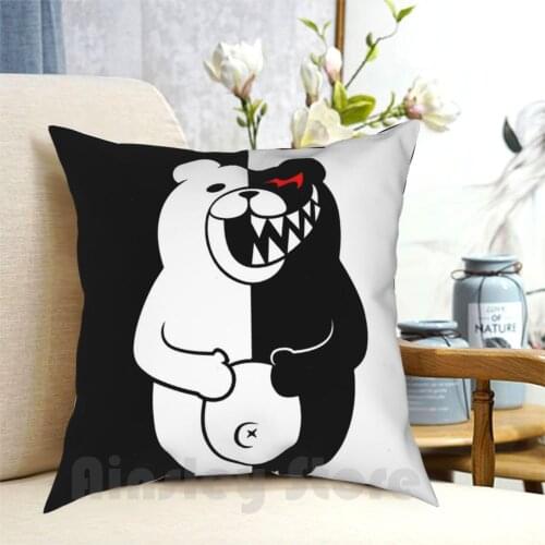 Danganronpa Monokuma Pillow Case Printed Home Soft DIY Pillow cover Danganronpa Monokuma Anime Bear Black White Despair