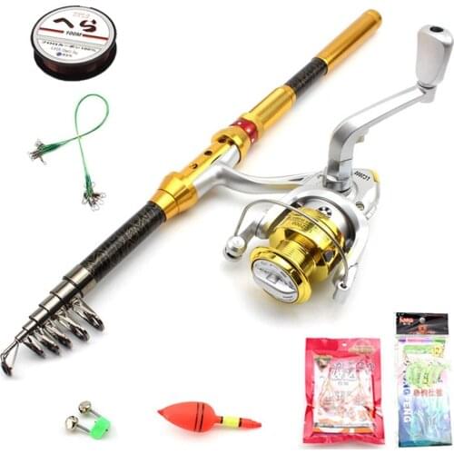 NEW 1.8M 2.1M 2.4M 2.7M 3.0M Telescopic carbon Rod and 8BB Reel andaccessories carp Fishing Rod Combo Set Fishing Tackle