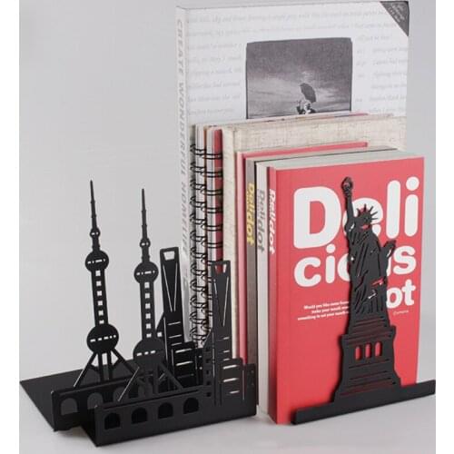 Buidlding Bookends Reading Book Support Retro Non-Skid Book Ends Stoppers for Shelves Home Office Table Desktop Decor